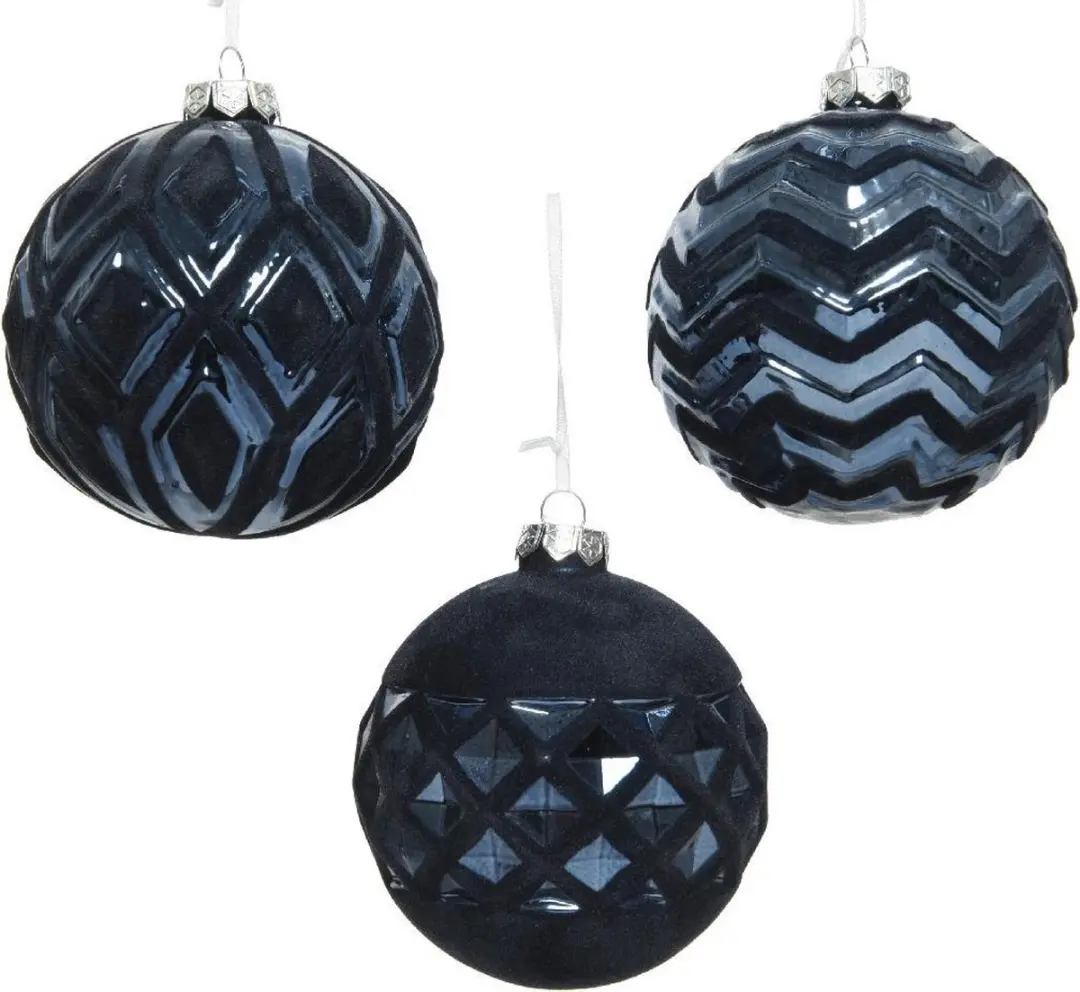 Kerstbal glas flock d10 cm n.blw a3