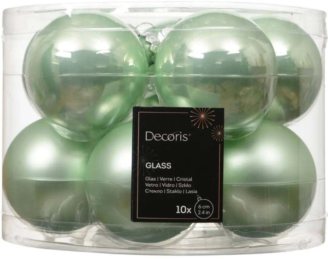 Kerstballen pepermunt 5 x glanzend & 5 x mat Ø 6 cm van glas