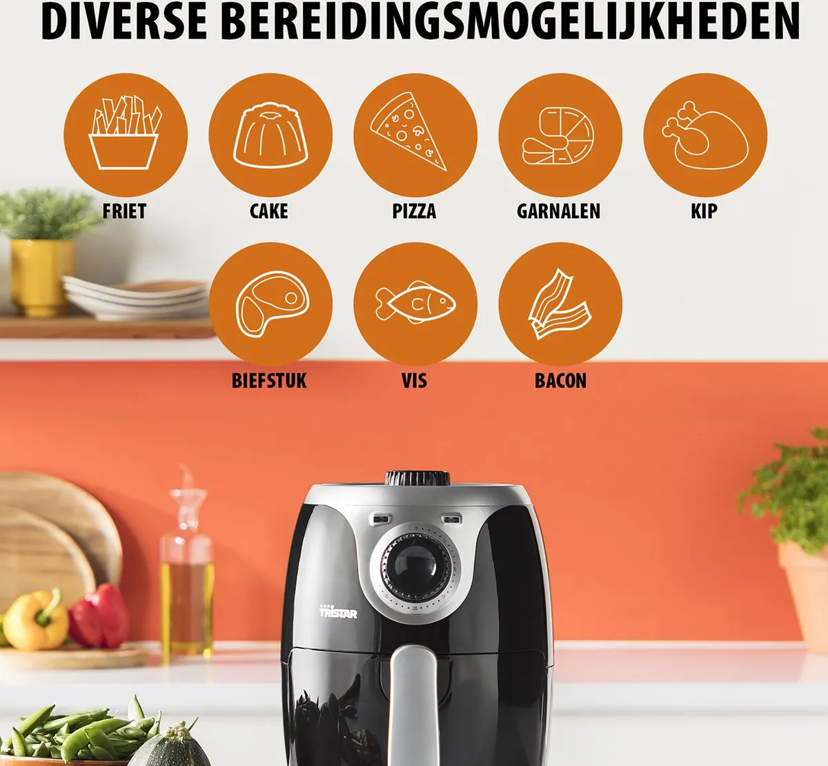 Tristar FR-6980 Airfryer 1000W - 2L - Zwart - afbeelding 6 van 6