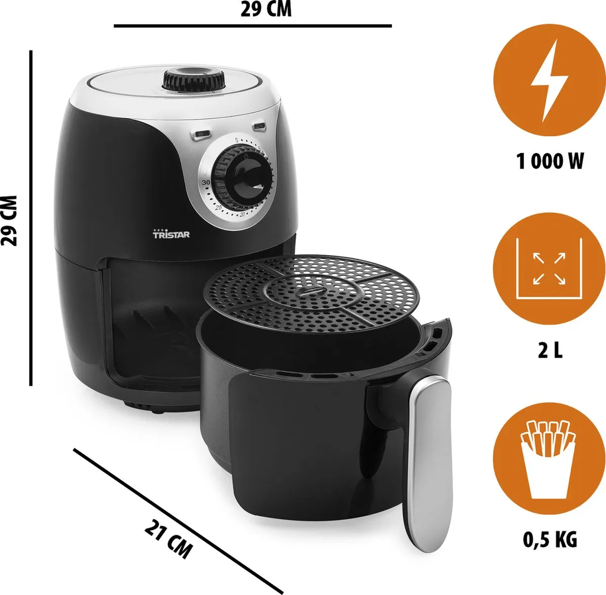 Tristar FR-6980 - Airfryer M - 2L - Geschikt voor 2 porties - PFAS-vrij