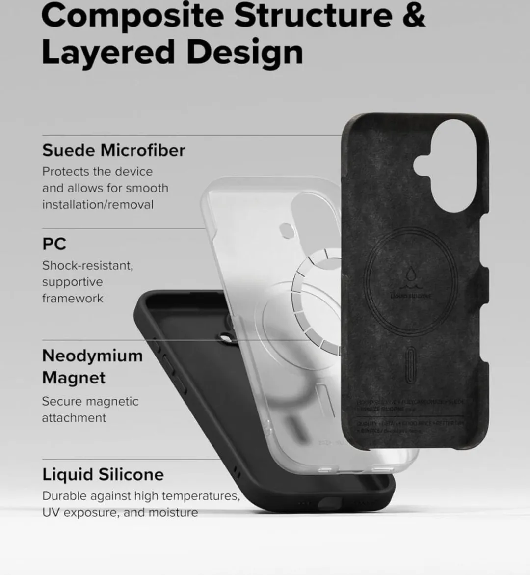 Ringke ACS06771 Silicone Hoesje iPhone 16 Plus - MagSafe - Zwart - afbeelding 6 van 6