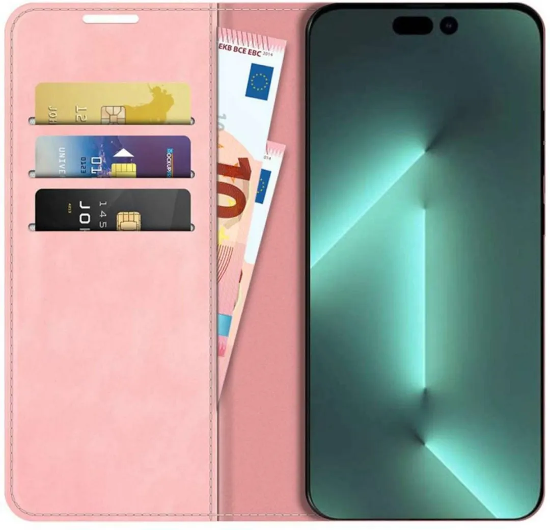 Just in Case Wallet Case Magnetic voor iPhone 14 Pro - Roze