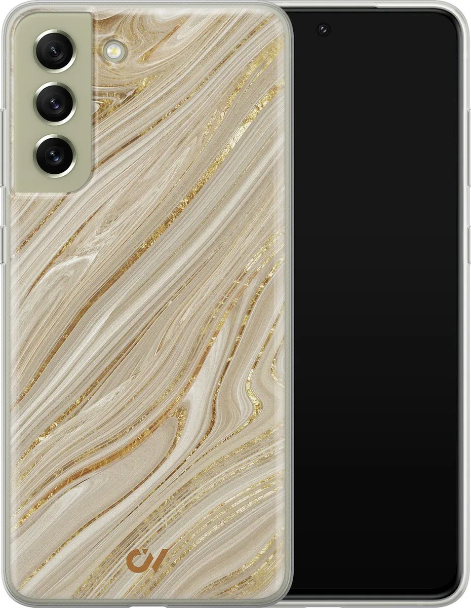 Casevibes Galaxy S21 FE Hoesje Golden Marble - Goud