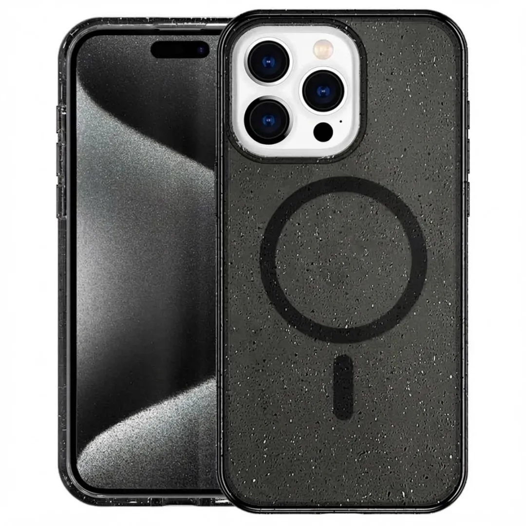 Imoshion Hoesje iPhone 15 Pro Sparkle Glitter Zwart - MagSafe