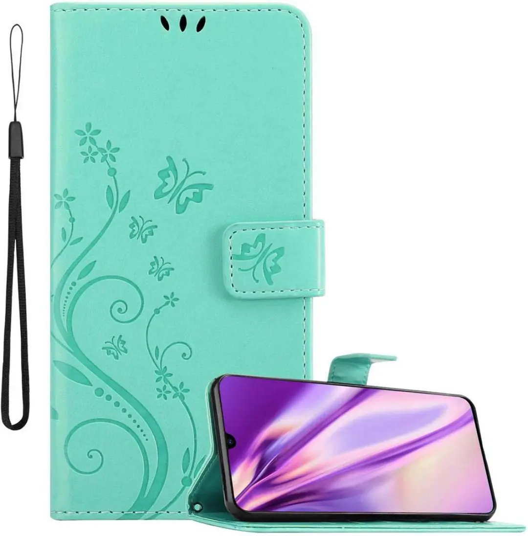 Cadorabo Hoesje geschikt voor Samsung Galaxy A70 / A70s in BLOEMEN TURKOOIS