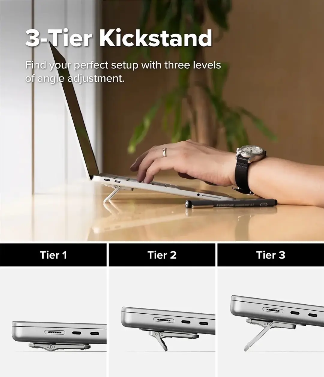 Ringke Step-Fit Mini Laptopstandaard - Zilver - afbeelding 6 van 6