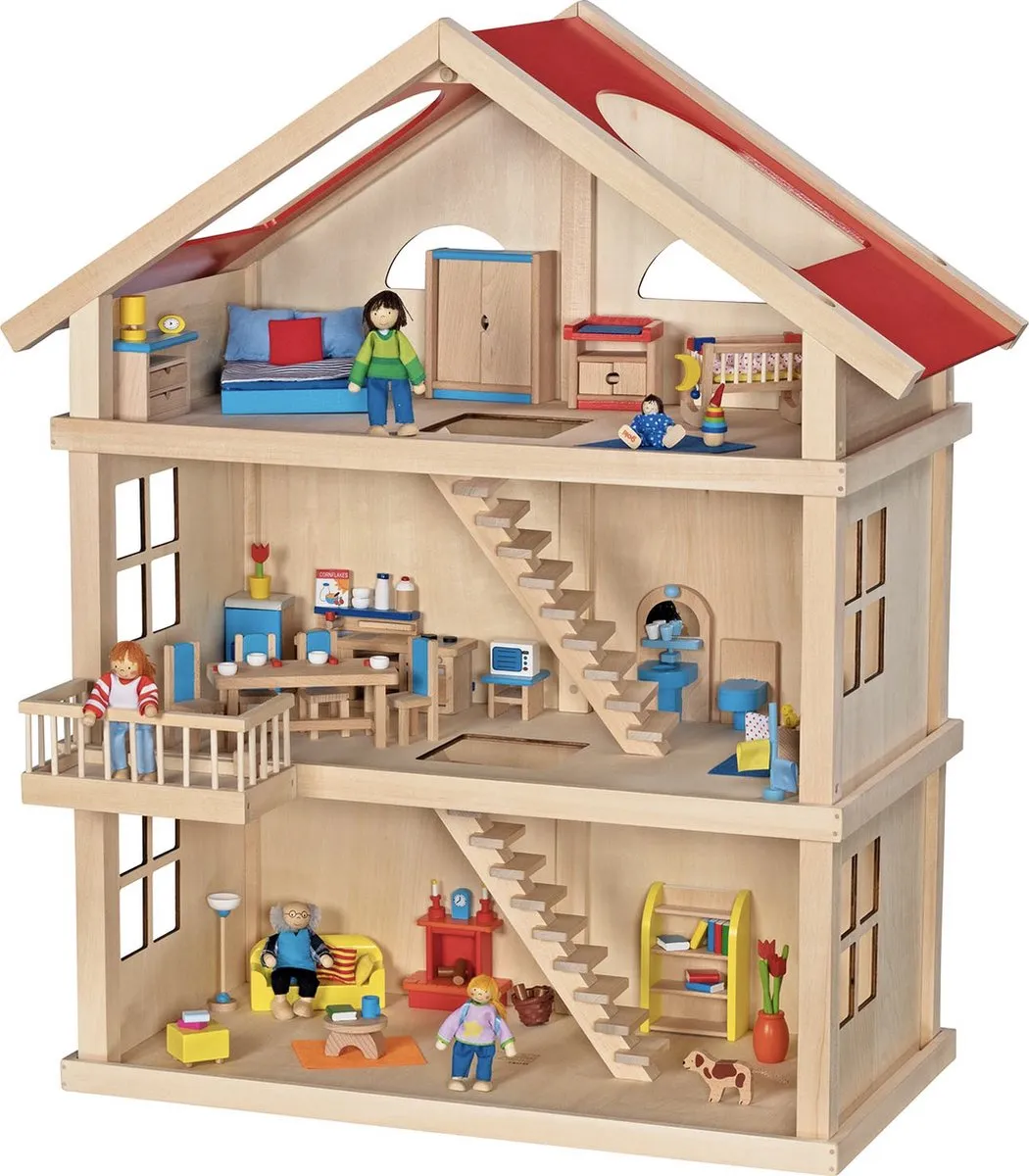 Goki Poppenhuis 3 verdiepingen - Multi
