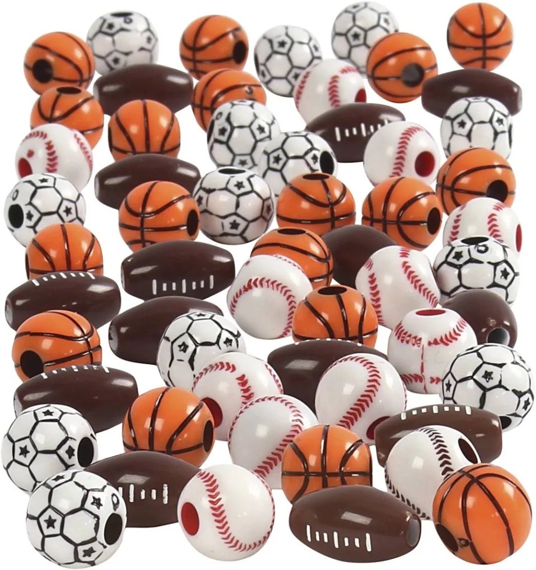 Creativ Company Plastic Kralen Sport 11-15mm - Multicolor - 45g