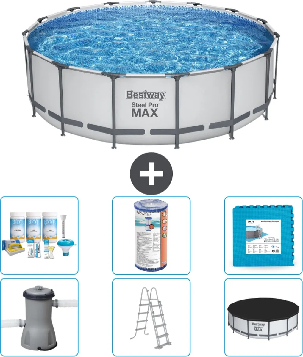 Bestway Steel Pro MAX Zwembad 457x122cm - Grijs - 19.480L