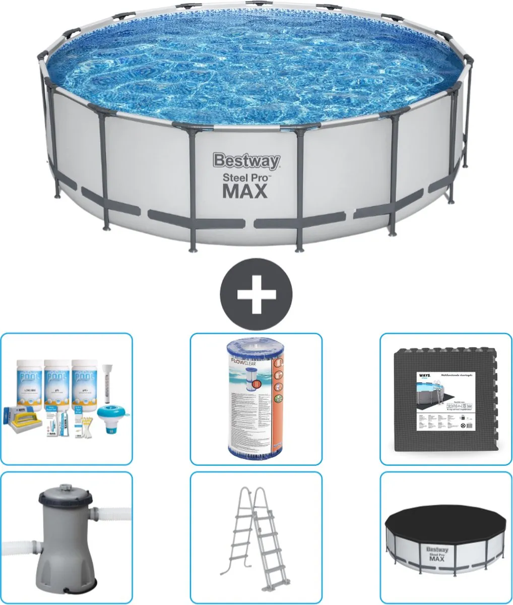 Bestway Steel Pro MAX Zwembad 457x122cm - Grijs - 19.480L