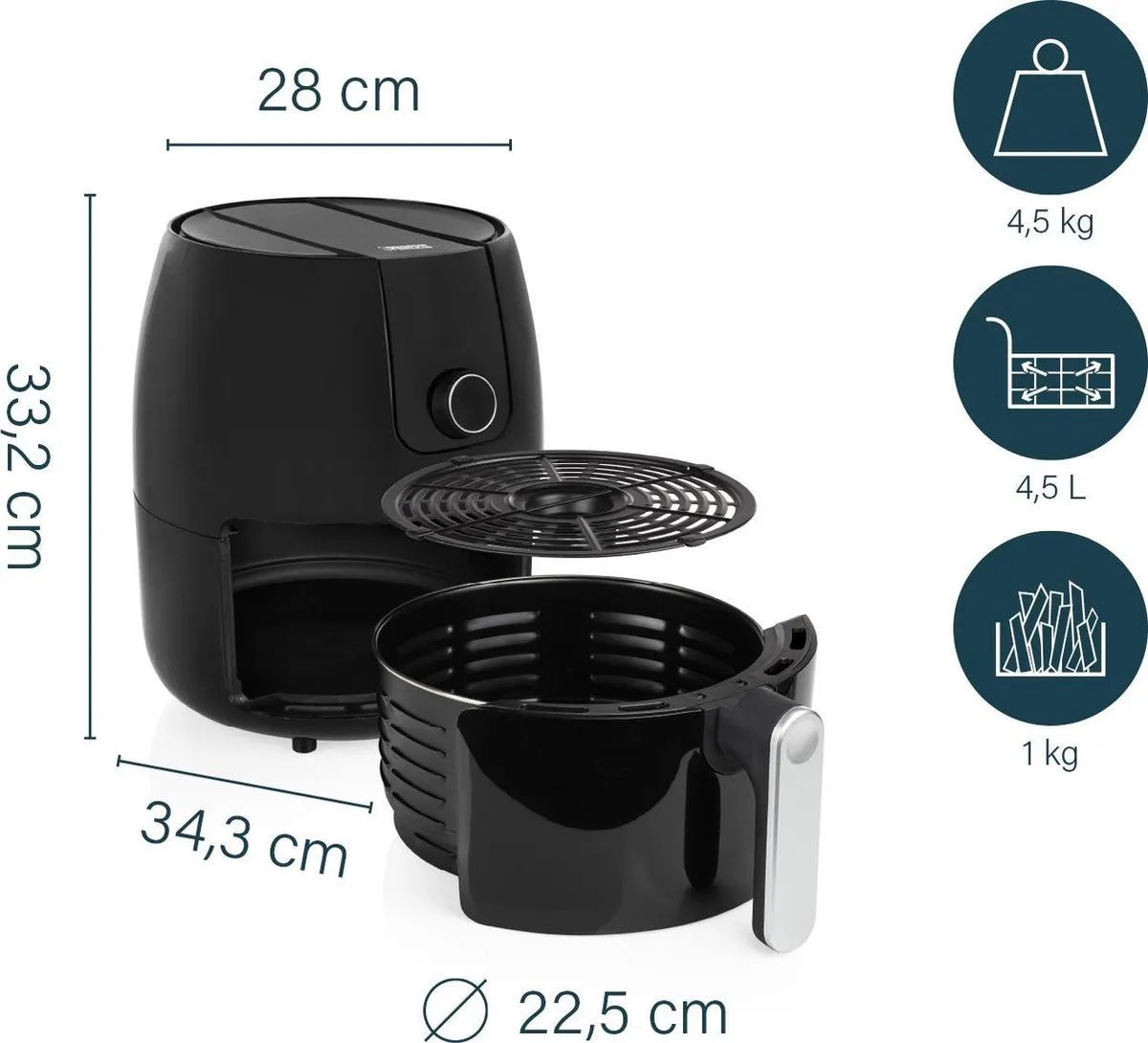 Princess Digitale Airfryer XXL 182025 - 1500W - 4.5L - Zwart - afbeelding 6 van 6