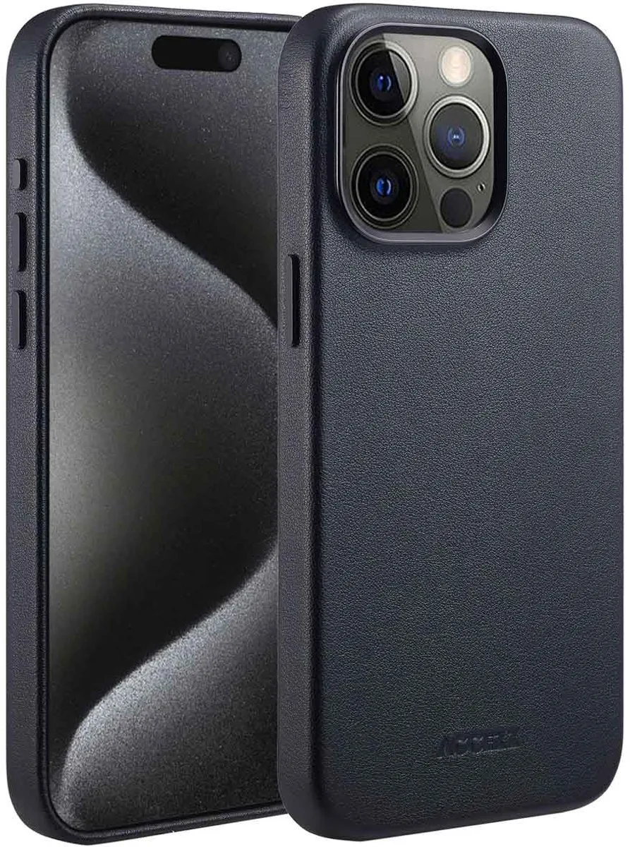 Accezz Hoesje iPhone 15 Pro Max - MagSafe Leather Black - 2 Pasjes