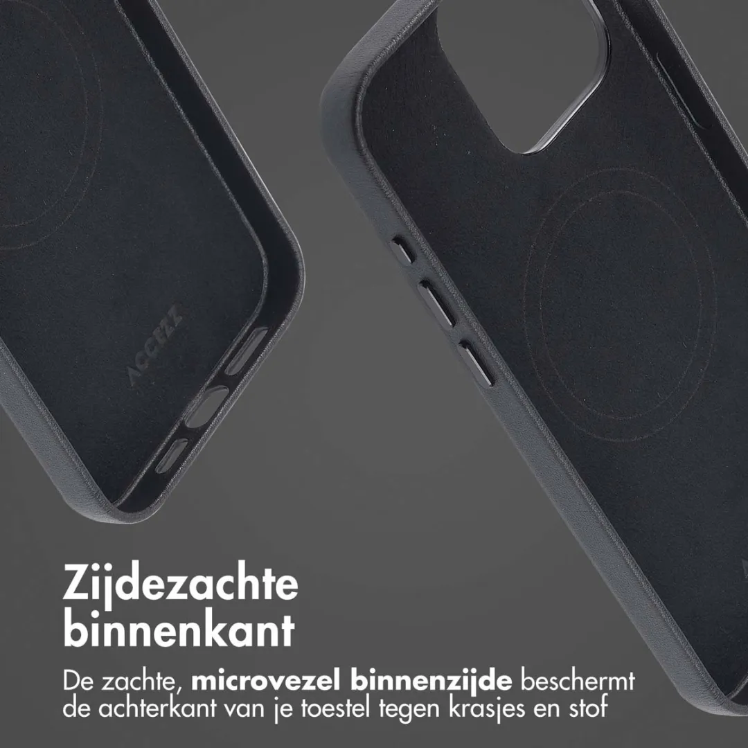 Accezz Hoesje iPhone 15 Pro Max - MagSafe Leather Black - 2 Pasjes
