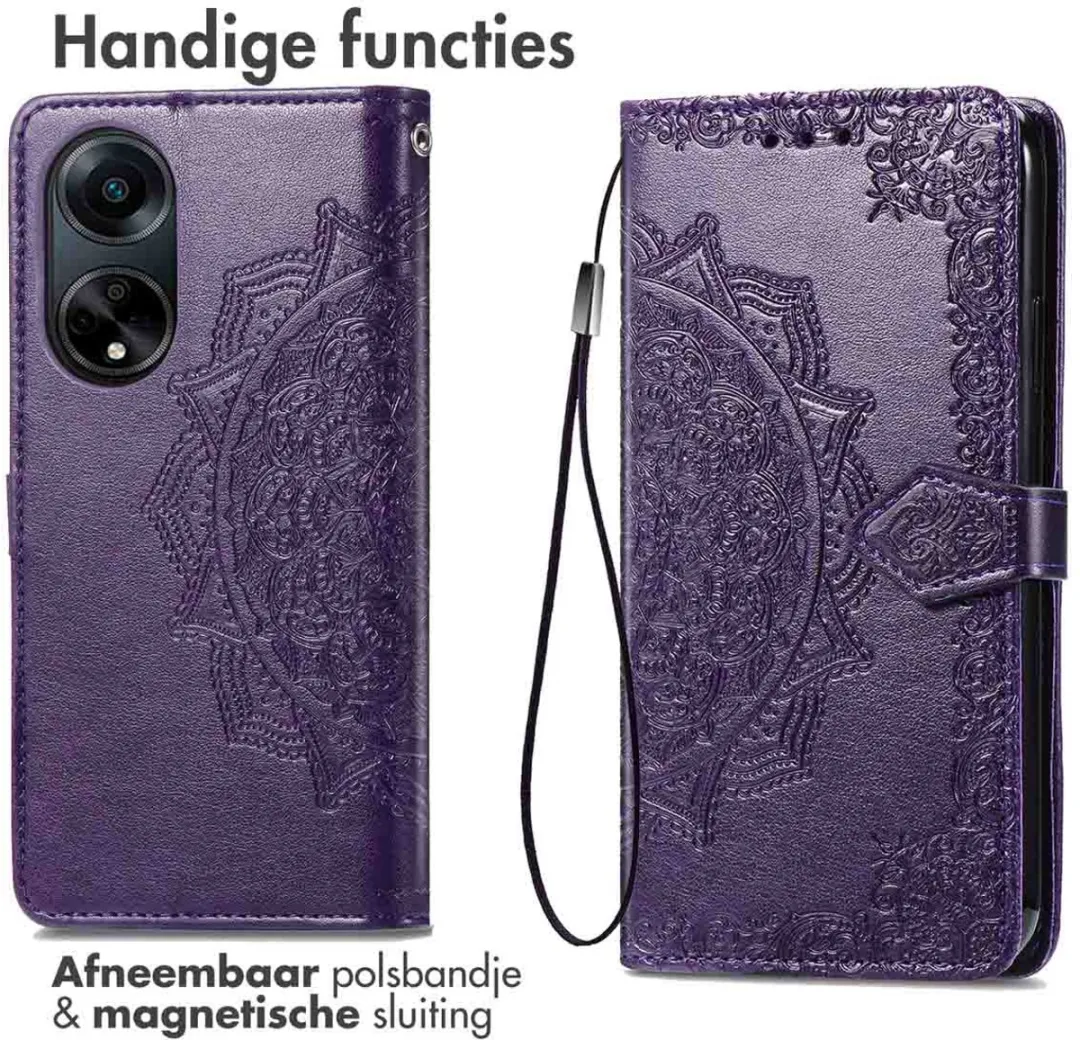 Imoshion Hoesje Oppo A98 Mandala Bookcase - 3 Stuks - Paars