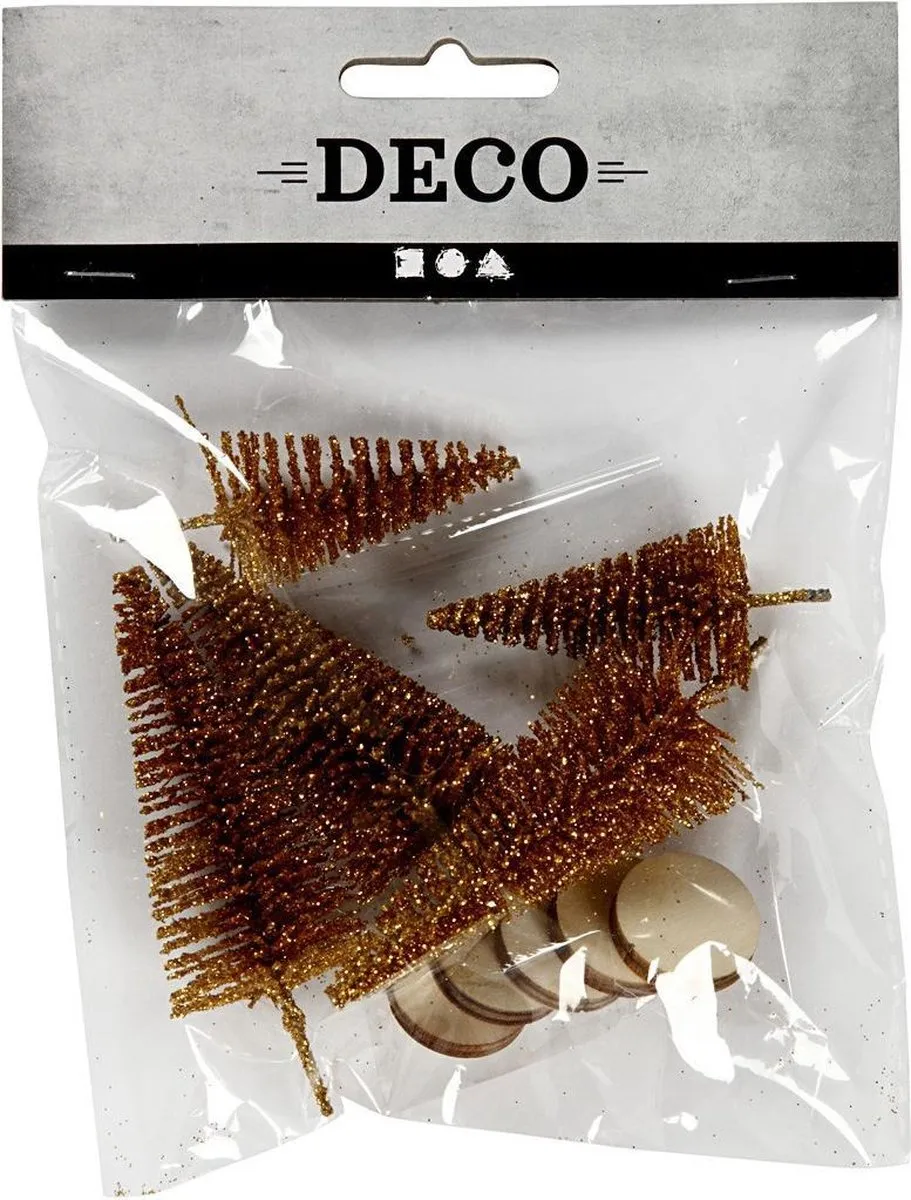 Creativ Company Miniatuur Kerstbomen 5 Stuks - 4-6cm Goud