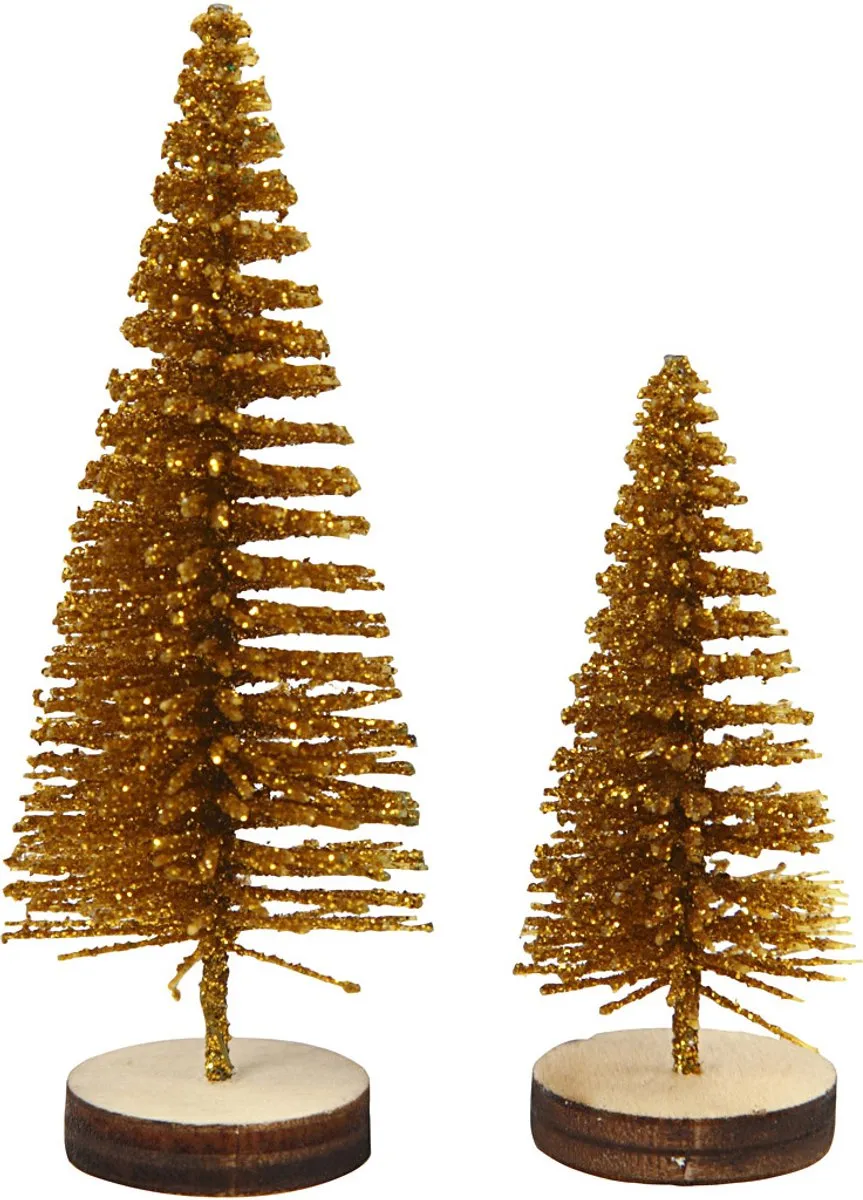 Creativ Company Miniatuur Kerstbomen 5 Stuks - 4-6cm Goud