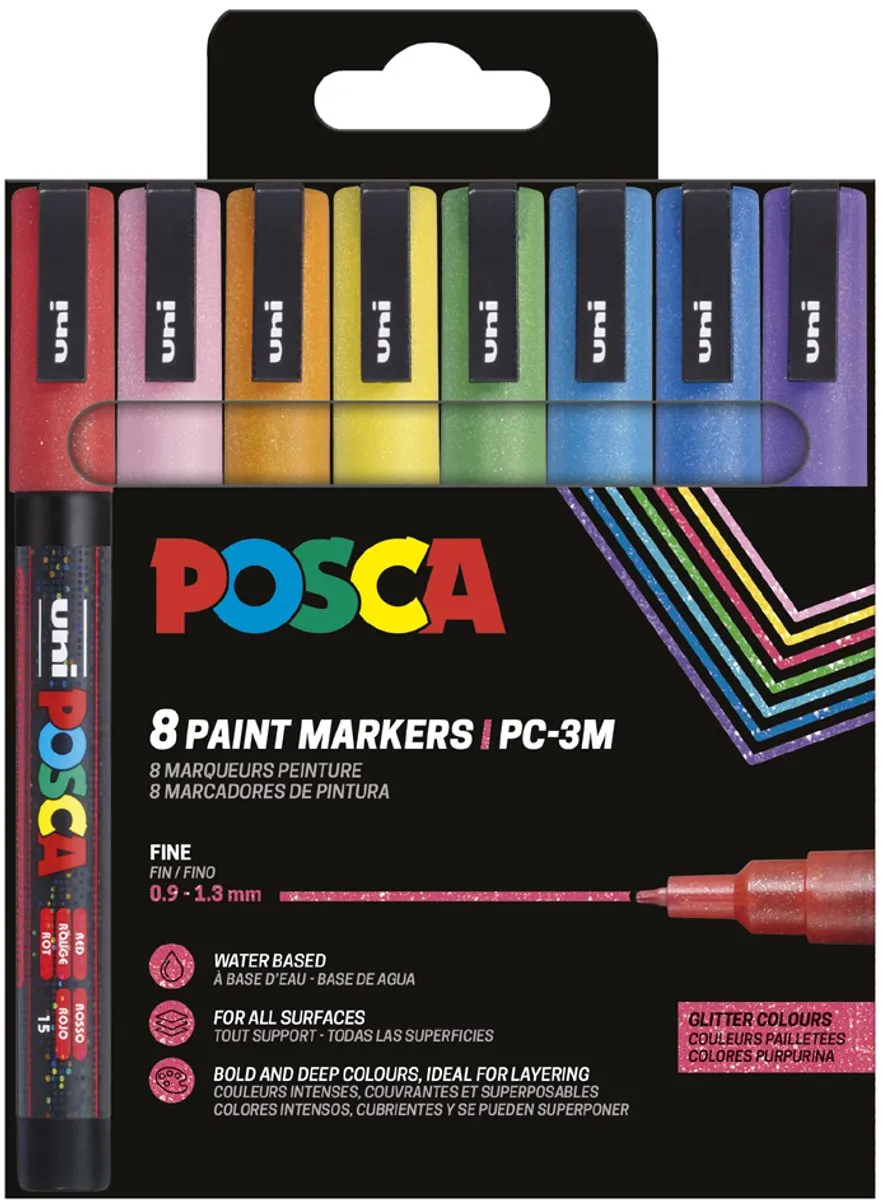 Posca Uni PC3ML Stiften - 4 Stuks - Koel Multi - afbeelding 6 van 6