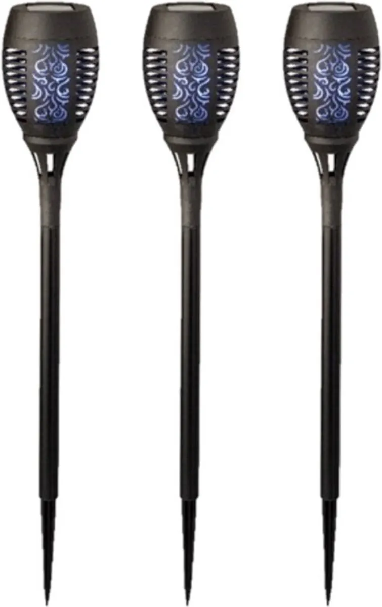 Lumineo Solar Tuinfakkels 4 Stuks - Zwart - 49cm