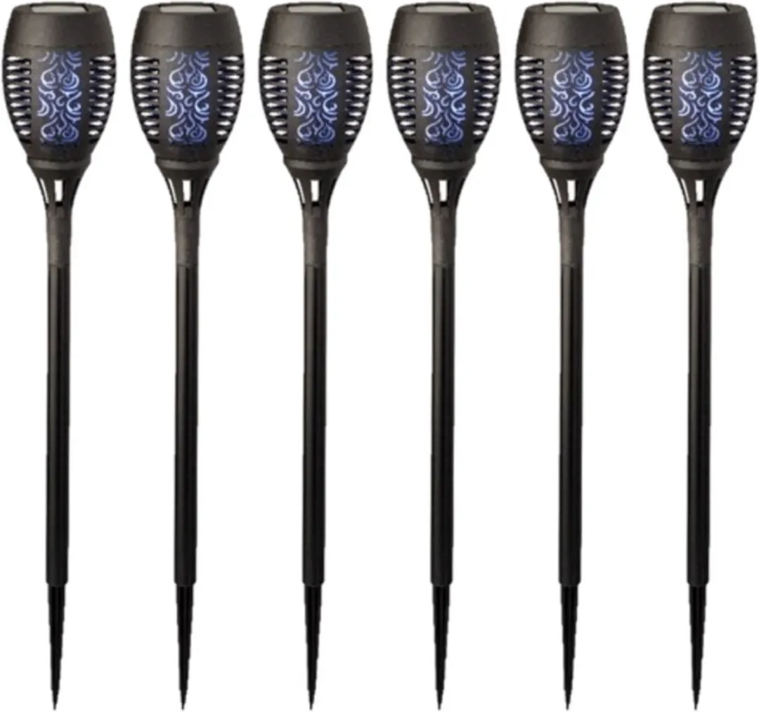 Lumineo Solar Tuinfakkels 4 Stuks - Zwart - 49cm