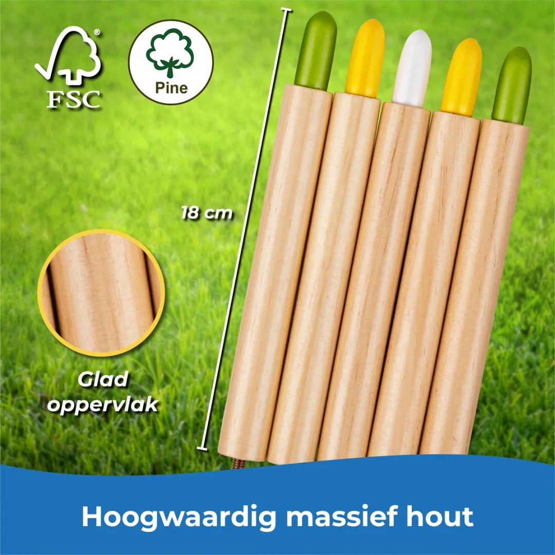 Toyfel Mitty Toss – Ring Werpspel Hout FSC® met 15 Ringen (10x plastic & 5x touw hoepels) – Tuin Spel Buiten & Binnen voor Kinderen & Volwassenen