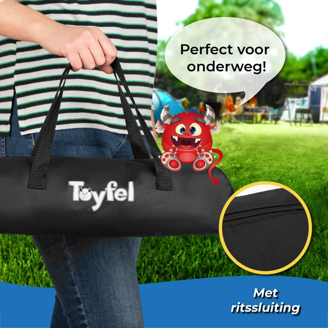 Toyfel Mitty Toss – Ring Werpspel Hout FSC® met 15 Ringen (10x plastic & 5x touw hoepels) – Tuin Spel Buiten & Binnen voor Kinderen & Volwassenen