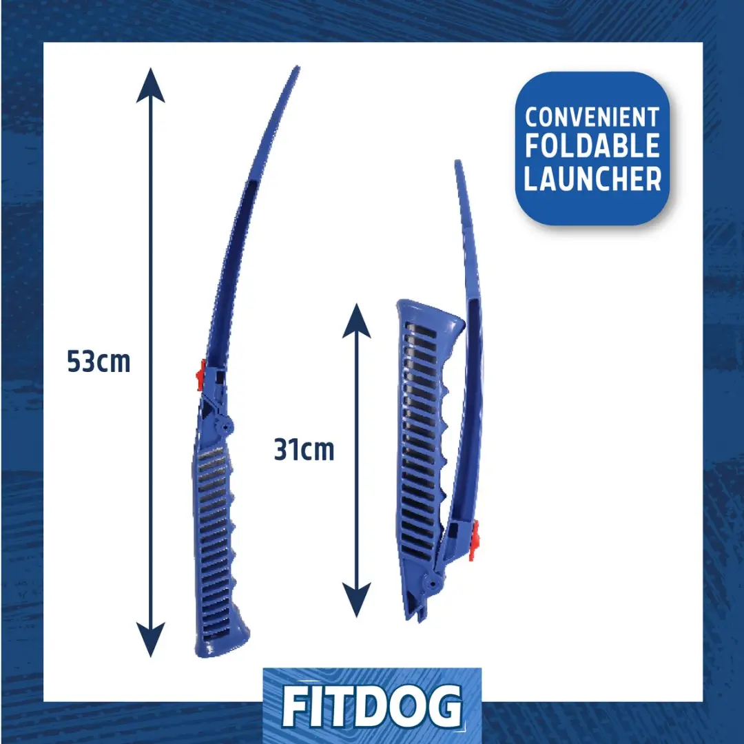 Rosewood FitDog Apporteerset met Werpstok - Oranje/Blauw - afbeelding 6 van 6