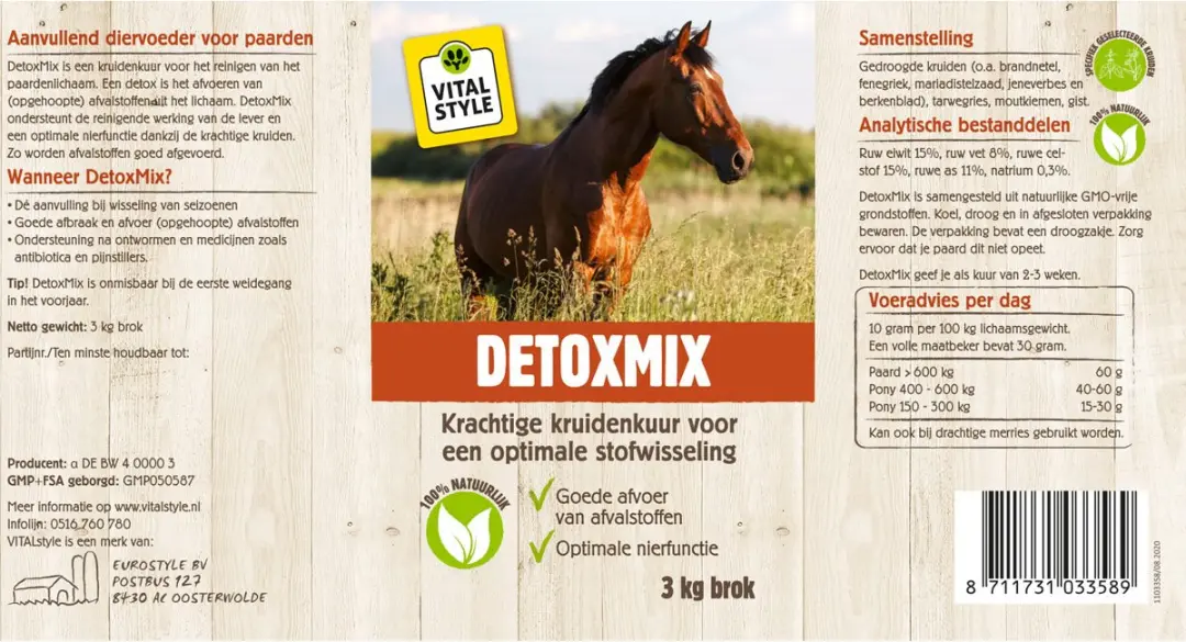 VITALstyle DetoxMix Paarden Supplement - 1 kg - afbeelding 5 van 6