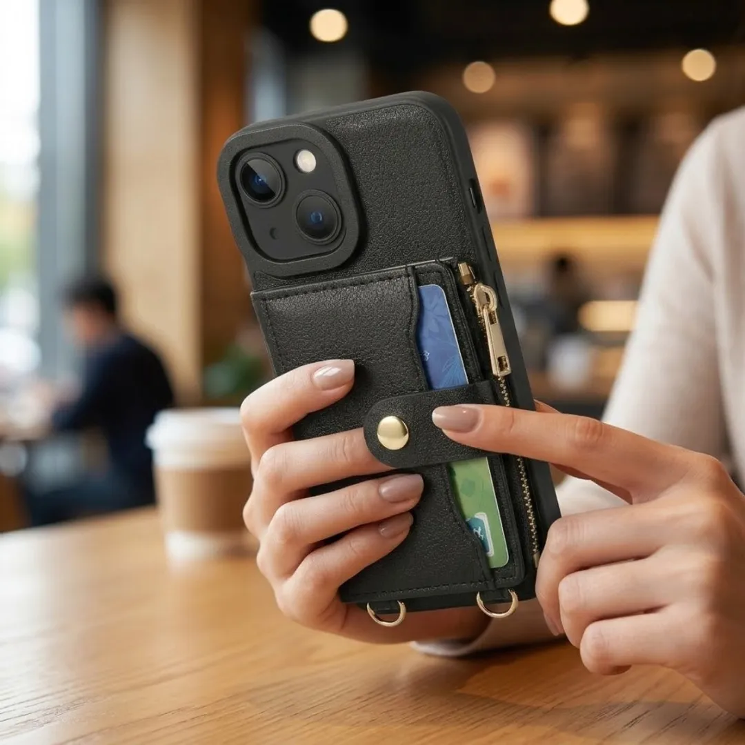 NUVEX iPhone 13 Mini Hoesje met Portemonnee - Zwart
