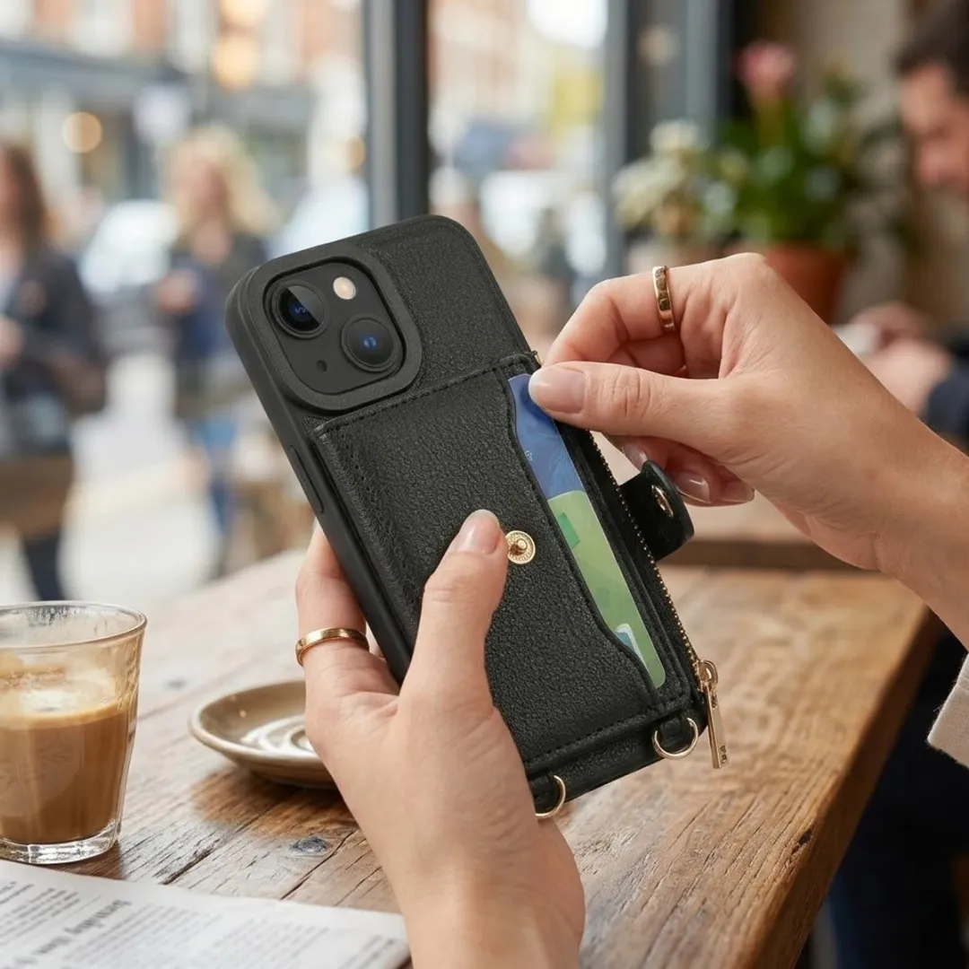 NUVEX iPhone 13 Mini Hoesje met Portemonnee - Zwart