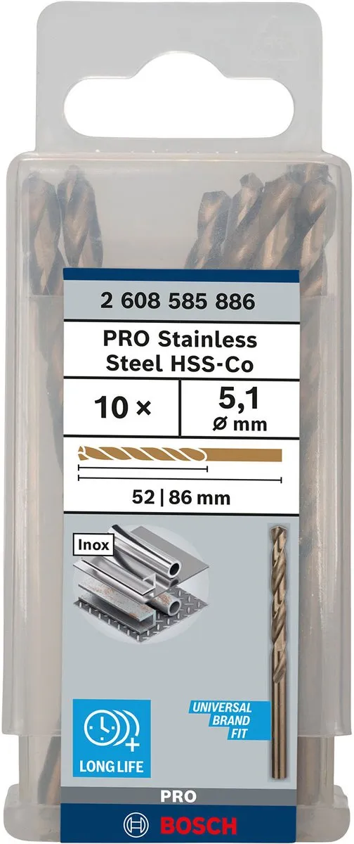 Bosch Professional ST. LINE HSS-CO Metaalboren 5.1mm - 10 Stuks