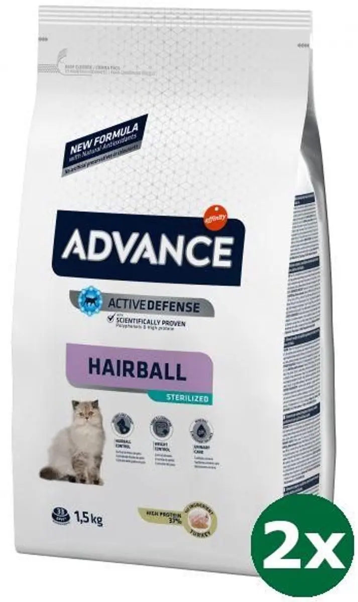 Advance cat sterilized hairball kattenvoer 2x 1,5 kg