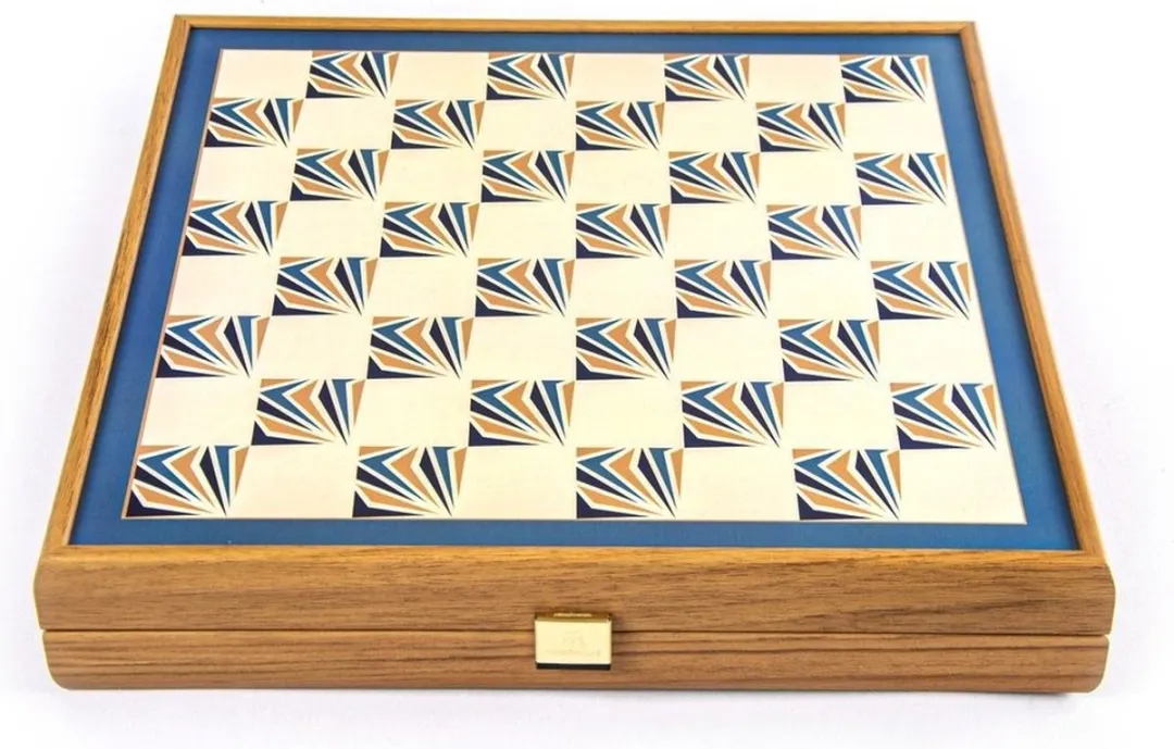 4 in 1 combo Luxueuze Houten speldoos - Schaken Dammen Backgammon Ludo Snakes