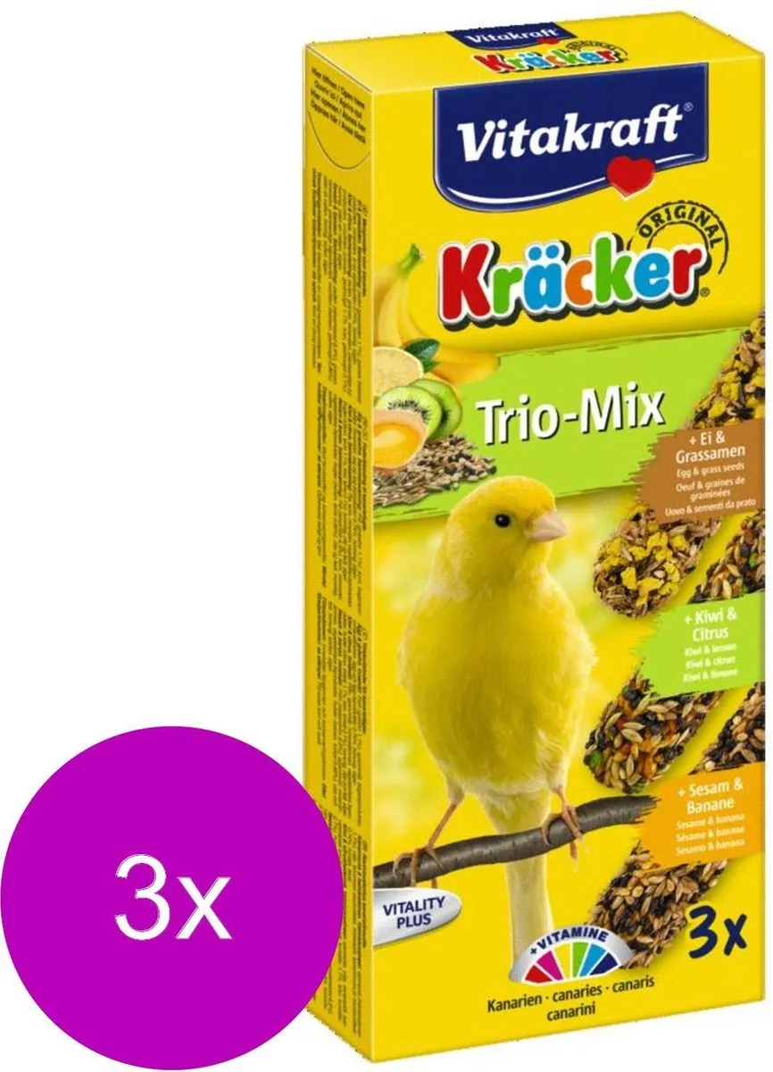 Vitakraft Kanarie Kracker 3 Stuks - Sinaasappel Sesam Kiwi