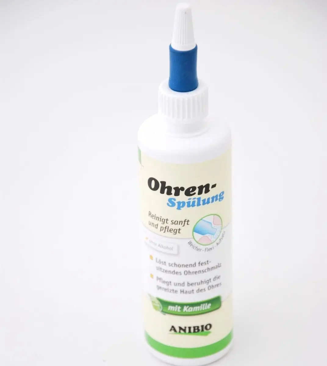 Anibio zachte oorreiniger met kamile voor honden en katten, 125 ml