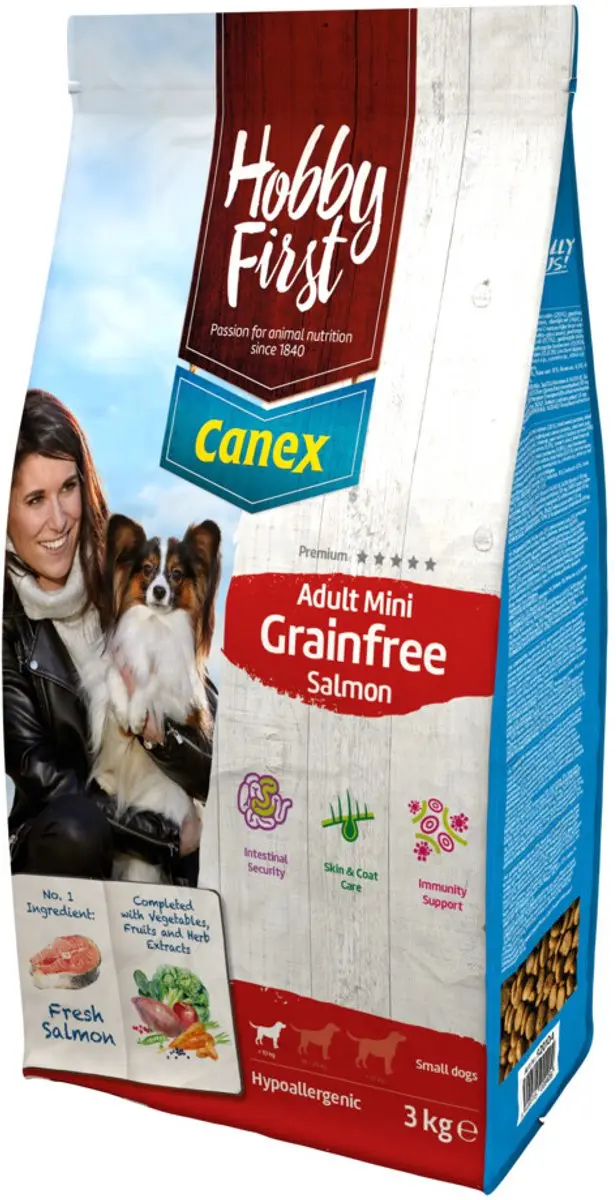 Hobby First Canex Hondenvoer Adult Mini Graanvrij Zalm 3kg - afbeelding 2 van 2