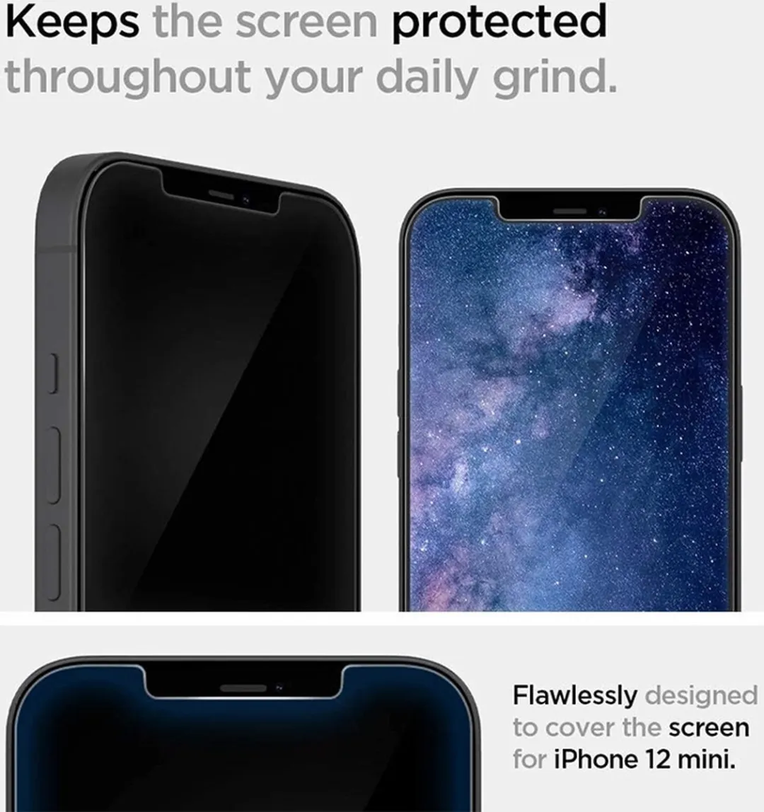 Spigen AGL01535 Glasbeschermer Privacy iPhone 12 Mini - 9H