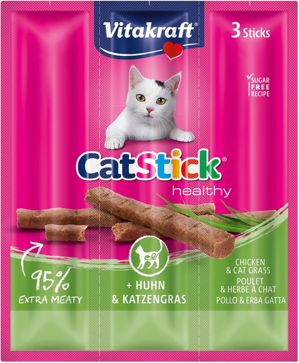 Vitakraft Cat-Stick Mini Kip Kattengras - 3 Stuks