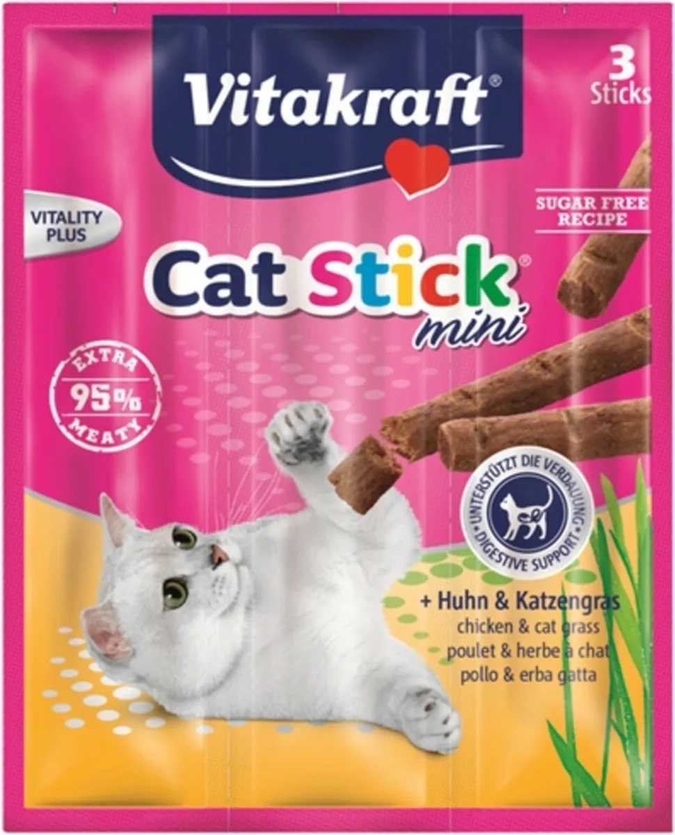 Vitakraft Cat-Stick Mini Kip Kattengras - 3 Stuks - afbeelding 6 van 6
