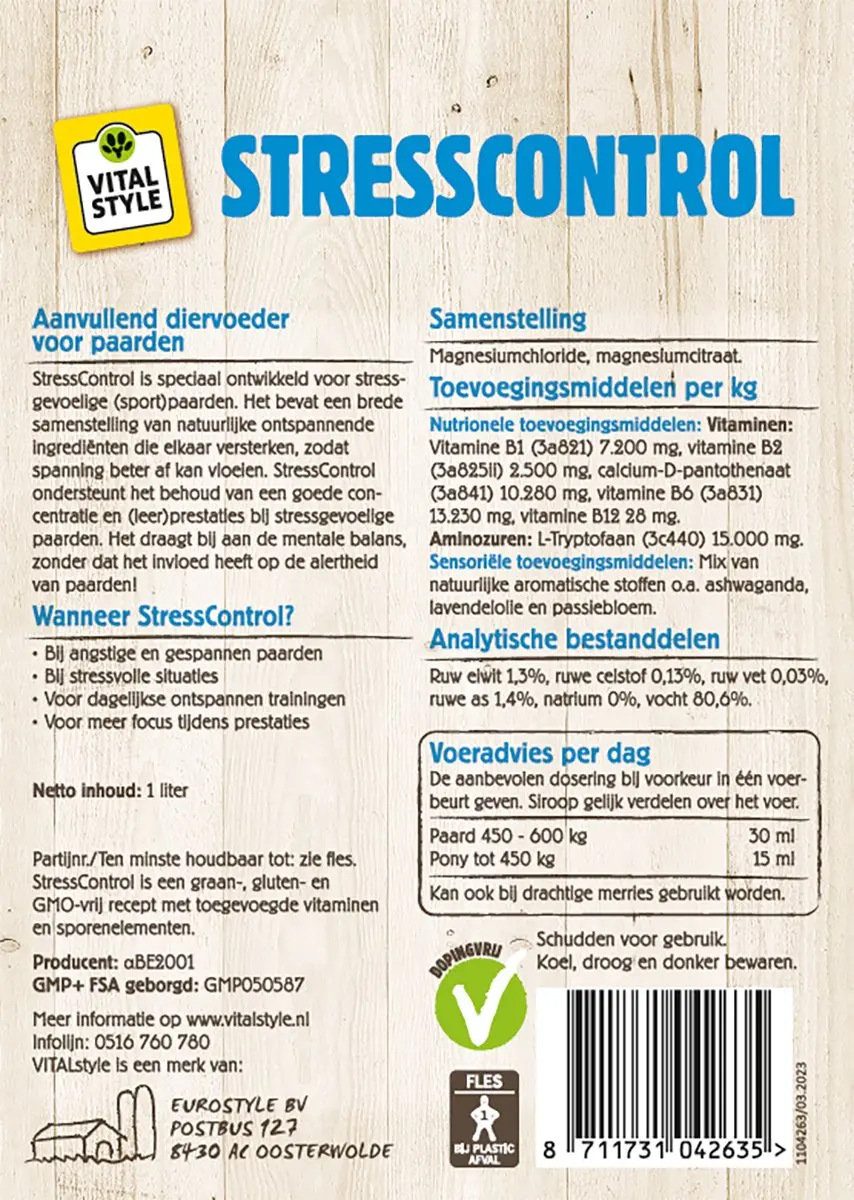 VITALstyle Stresscontrol Paardensupplement - 1 L - afbeelding 6 van 6