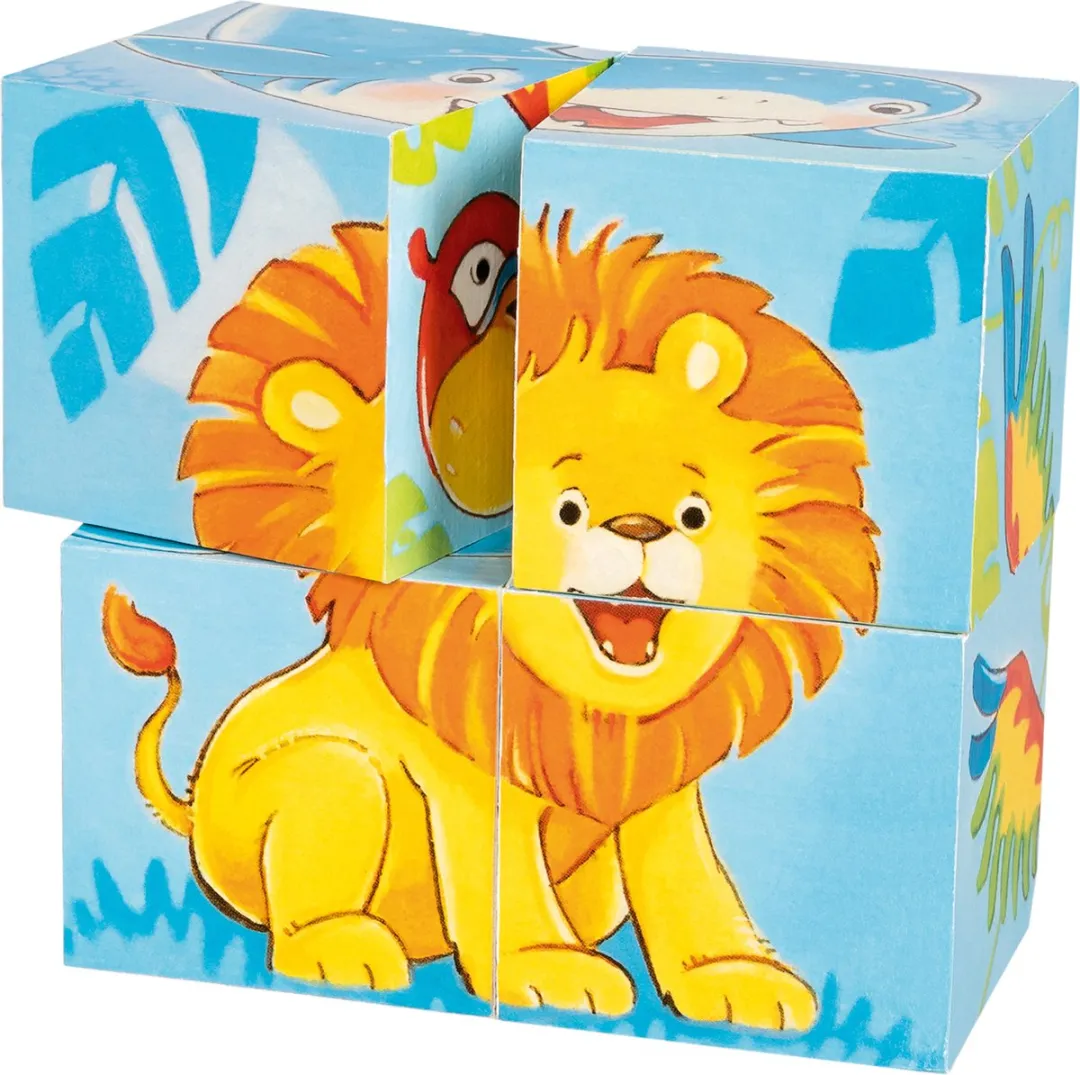 Goki Wild Animals Cube Puzzle 4-delig - Multicolor