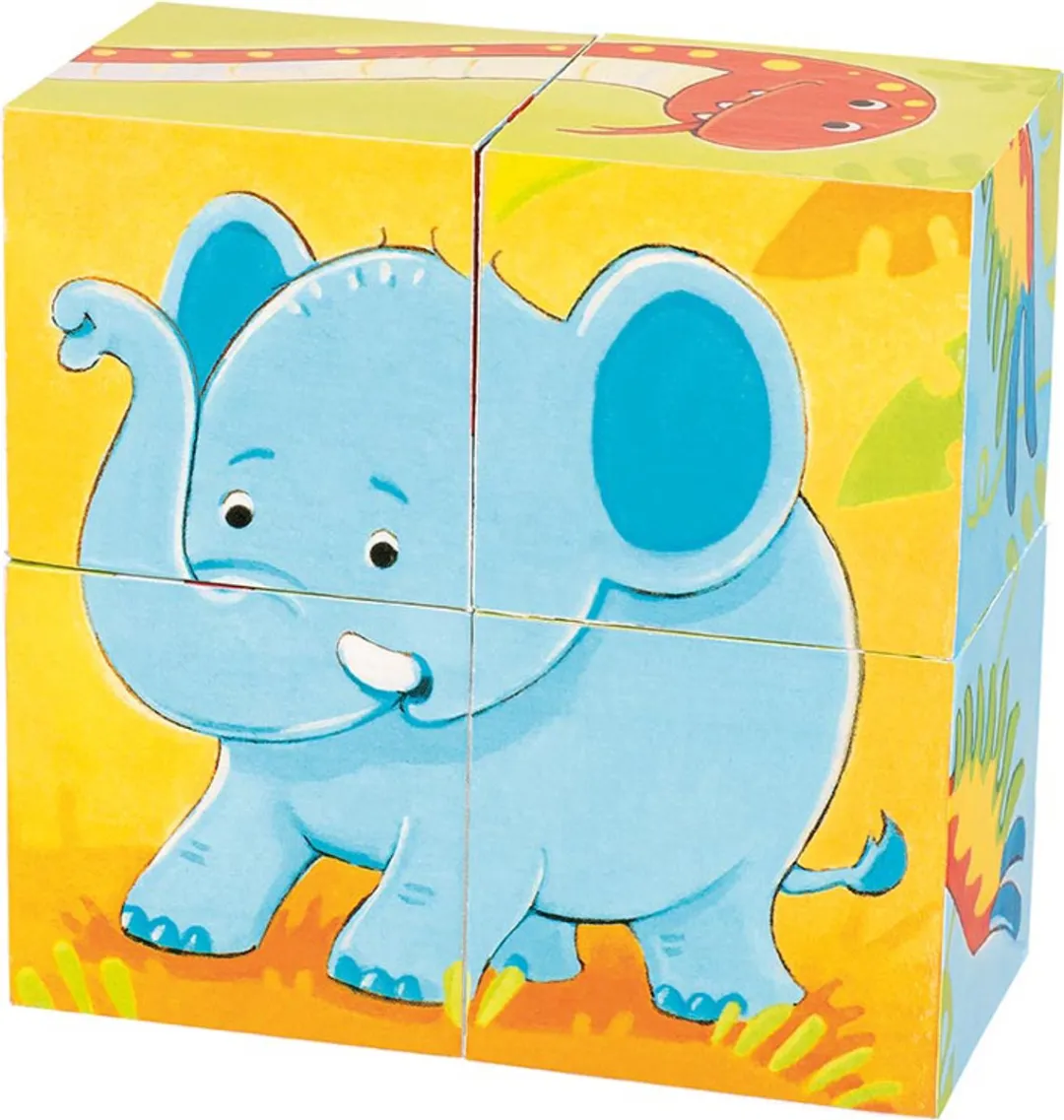 Goki Wild Animals Cube Puzzle 4-delig - Multicolor