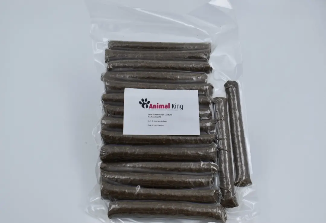 Zalm frikandellen-16 stuks-hondensnacks-Animal King-gratis Animal King snackje e