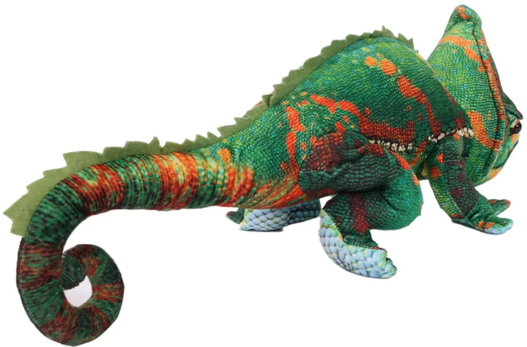 PIA Soft Toys Pluche Kameleon Knuffel 54cm - Oranje/Groen/Rood