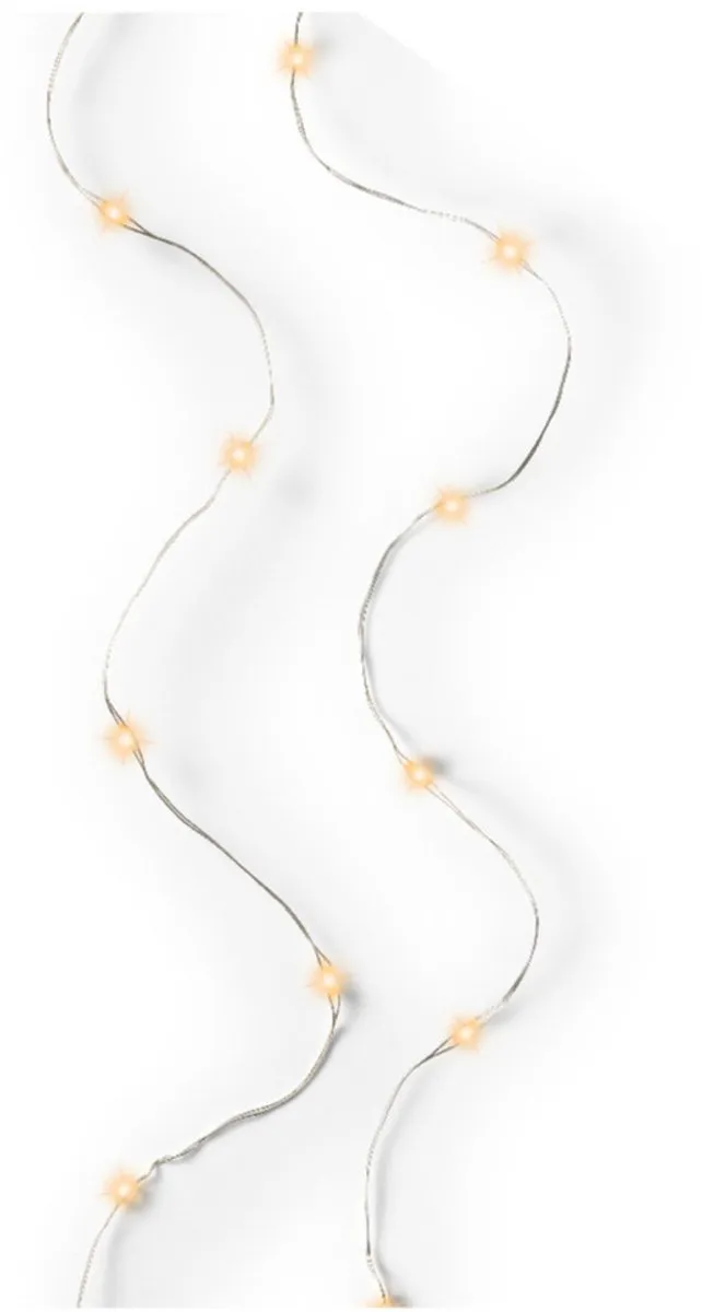 Lumineo Kerstverlichting Snoer 40 LED Warm Wit - 195cm - Zilver