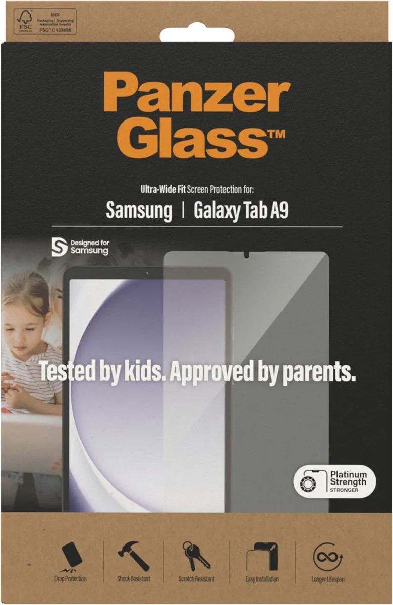 PanzerGlass Ultra-Wide Screenprotector 7344 - Samsung Galaxy Tab A9 - Transparant
