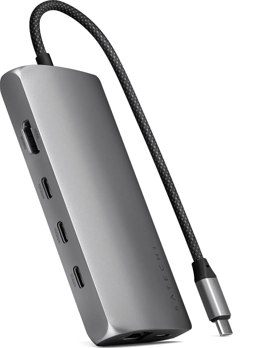 Satechi USB-C Multiport Adapter 8K with Ethernet V3 - Grijs