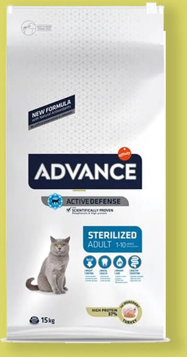 Advance Cat Sterilized Turkey Kattenvoer Droogvoer 15kg - afbeelding 2 van 6
