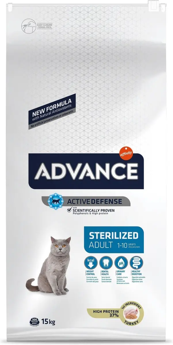 Advance Cat Sterilized Turkey Kattenvoer Droogvoer 15kg - afbeelding 4 van 6