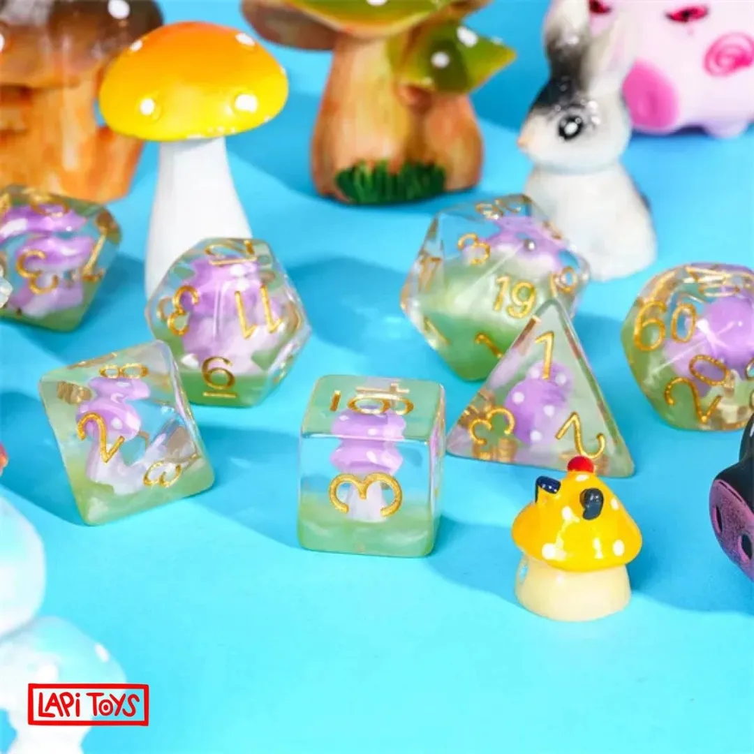 Lapi Toys Polydice D&D Roze Dobbelstenen - 7-delig