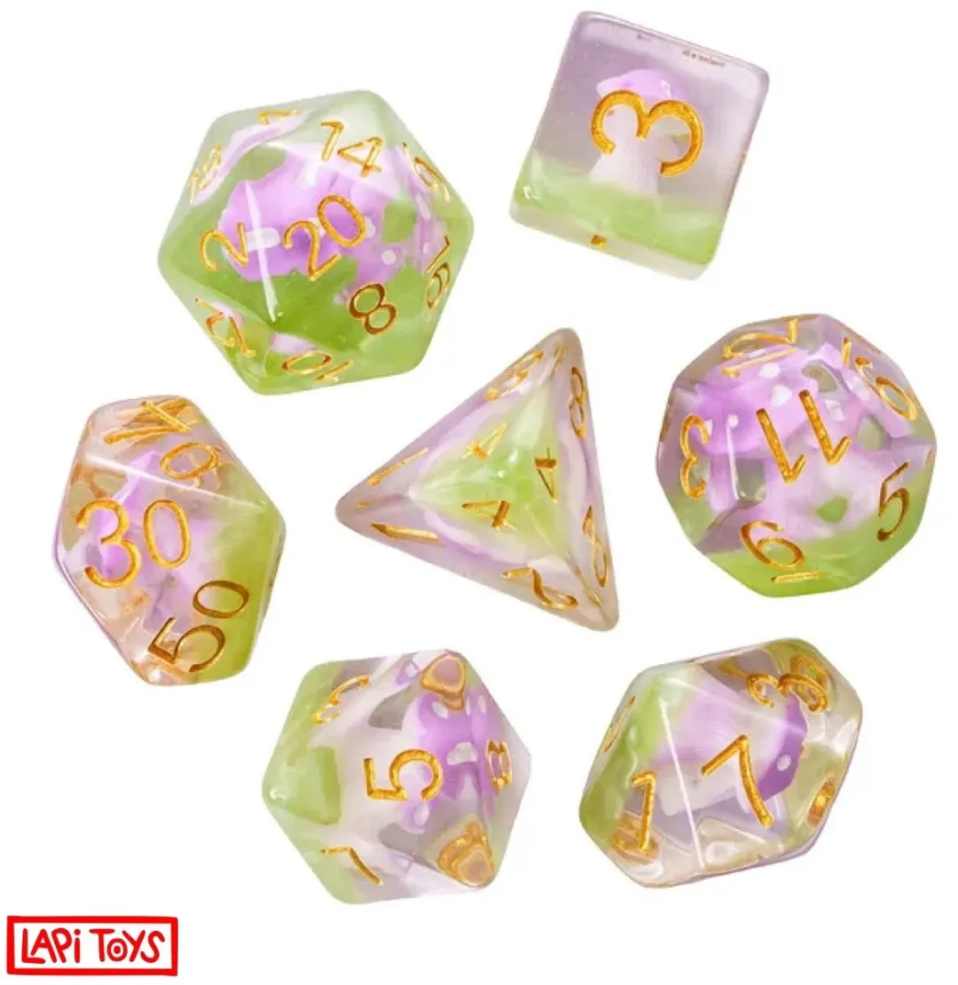 Lapi Toys Polydice D&D Roze Dobbelstenen - 7-delig
